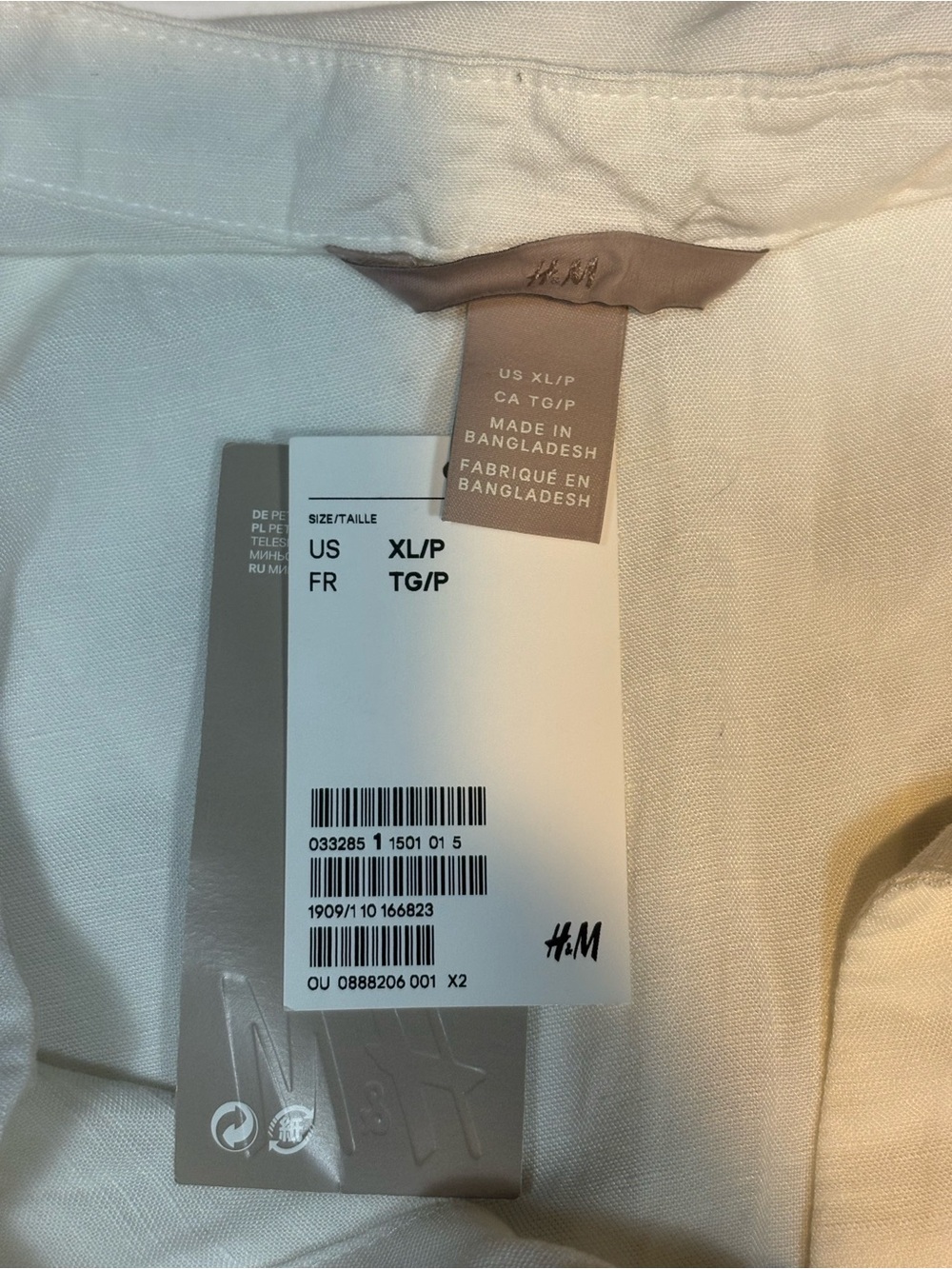 white H&M Linen-Blend V-Neck Tunic Dress xl - Picture 10 of 10